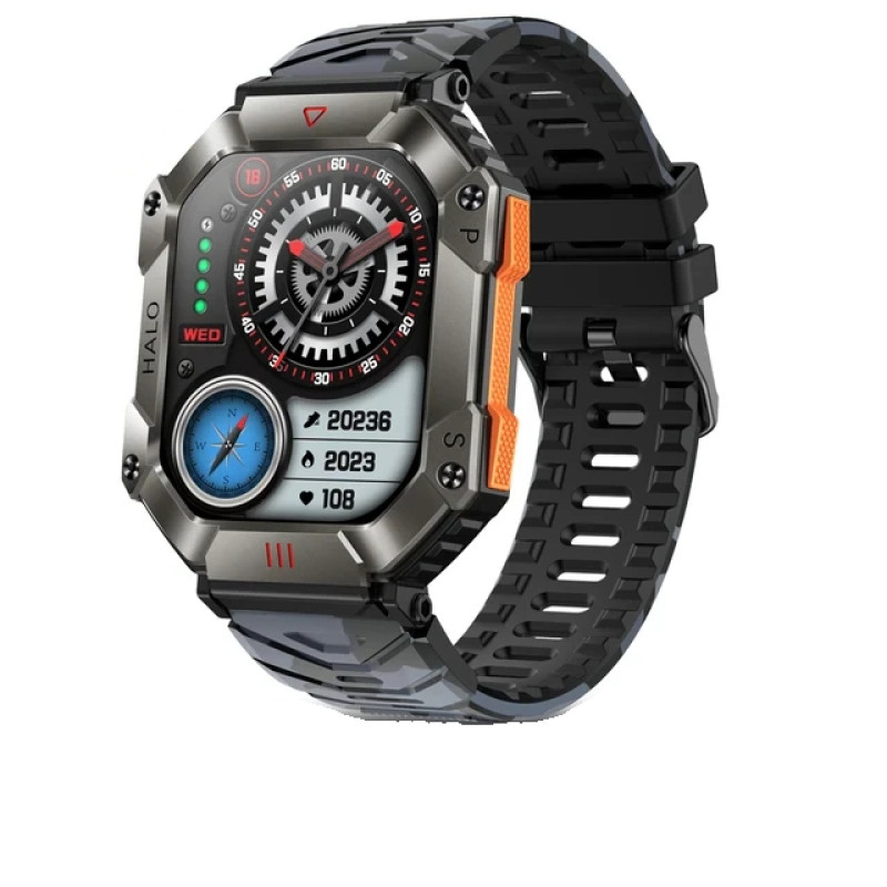 Тактичний смарт годинник з компасом Halo Tactic Camouflage Black