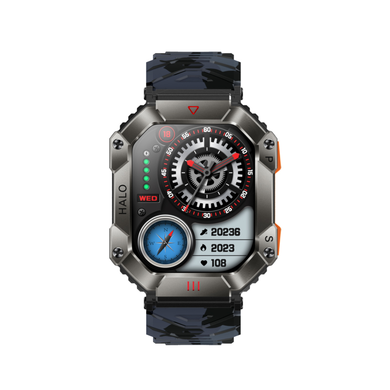 Тактичний смарт годинник з компасом Halo Tactic Camouflage Black - 1