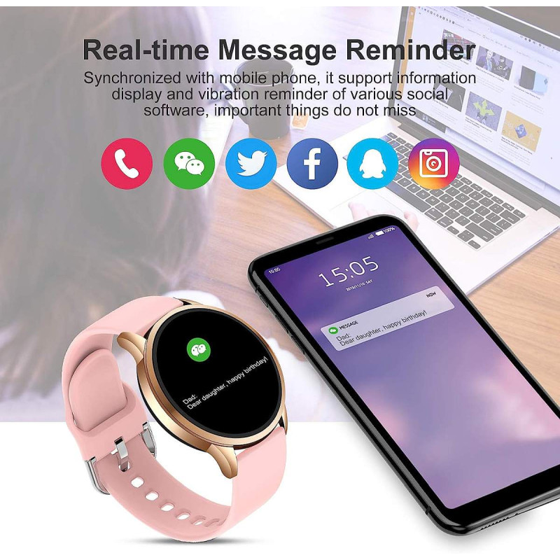 Смарт часы для девушки LIGE 2025 Pink Silicone - 1