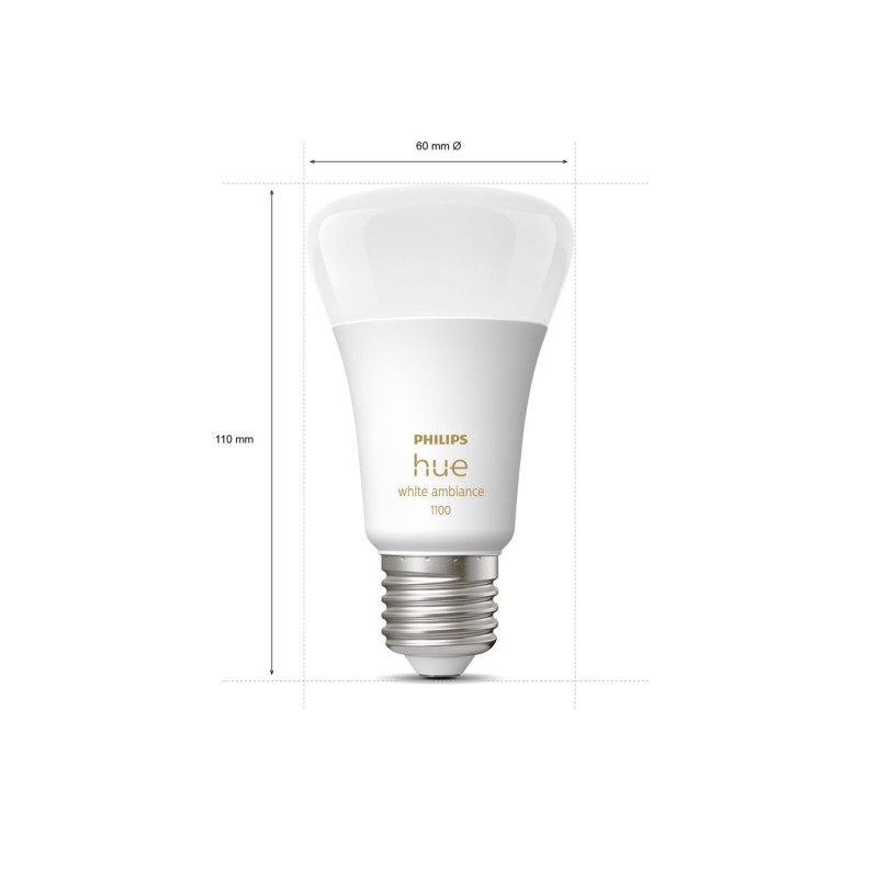 Philips Hue Лампа умная E27, 11W(60Вт), 2200K-6500K, Tunable white, ZigBee, Bluetooth, диммирование - 2