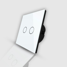 Белый сенсорный двухклавишный выключатель Tuya Wi-Fi