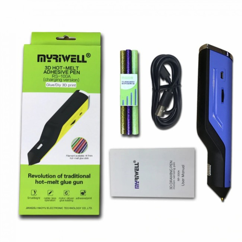 3D-ручка клеевой пистолет MYRIWELL RS-100A Blue (без аккумулятора)