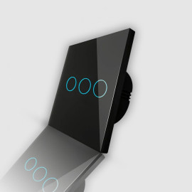 Черный сенсорный трехклавишный выключатель Tuya Wi-Fi