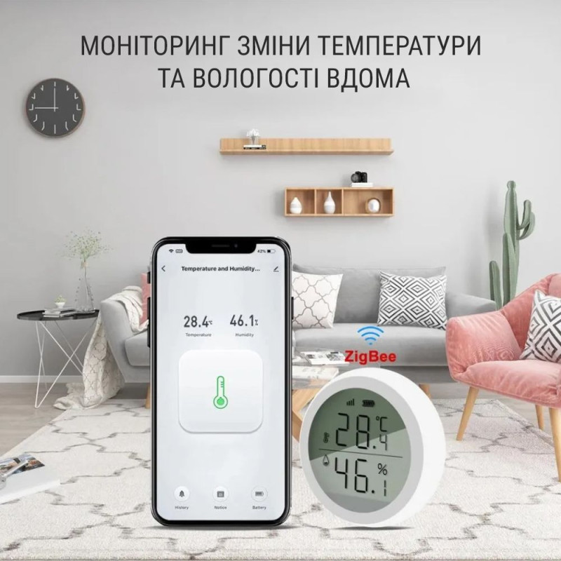 ZigBee датчик температуры и влажности Tuya c ЖК дисплеем - 1