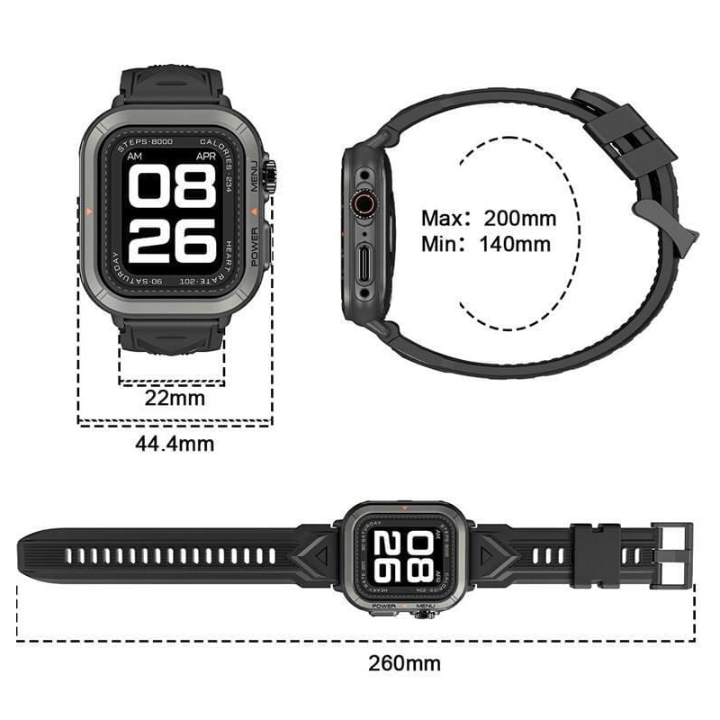 Blackview Смарт-часы W30 50мм, 1.91", 320*380, TFT, BT 5.3, 128МБ, чёрный - 4