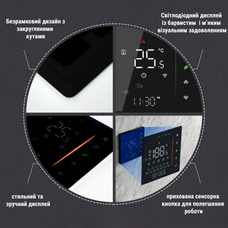 Сенсорный Wi-Fi регулятор водяного теплого пола Moes белый (Tuya smart) - 3