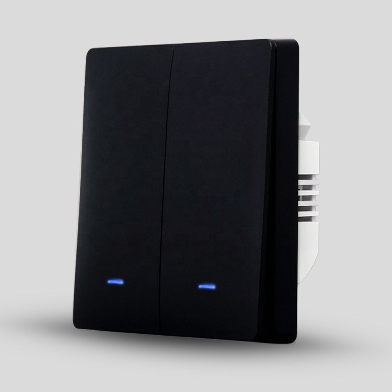 Zigbee выключатель Tuya черный (2 клавиши, без нуля)