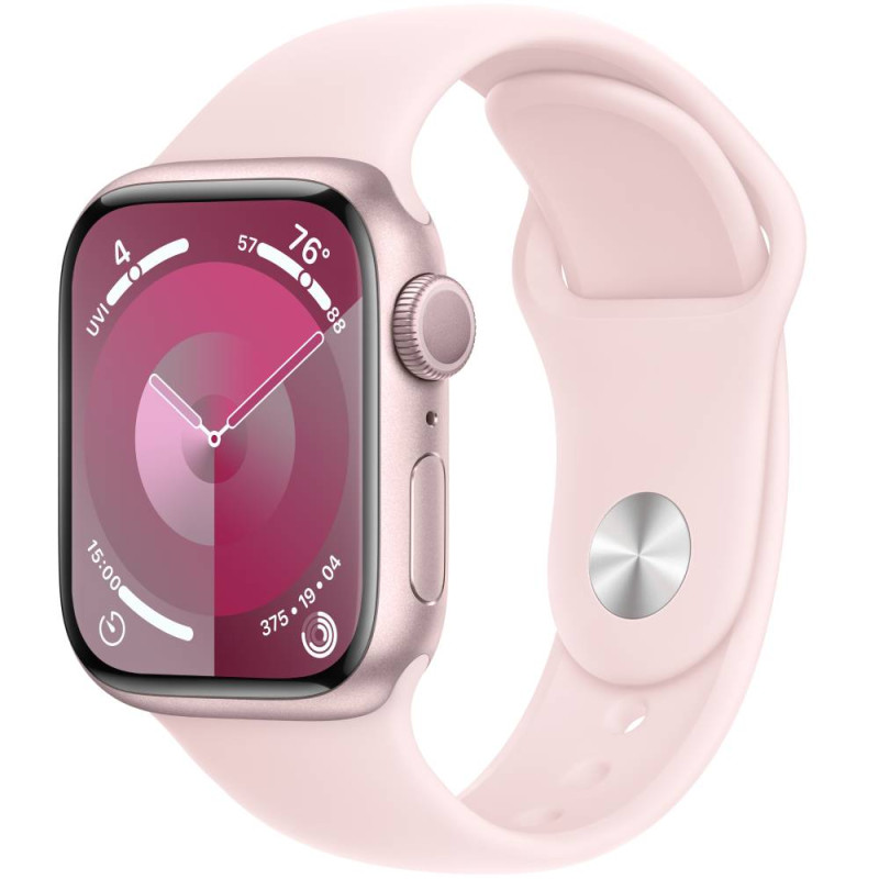 Смарт-часы Apple Watch Series 9 GPS 41mm Pink Aluminium Case with Light Pink Sport Band - S/M (MR933QP/A)