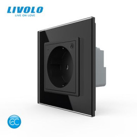 Умная розетка EC с заземлением Livolo черный (VL-M7FCTC16AZ2-2BP)