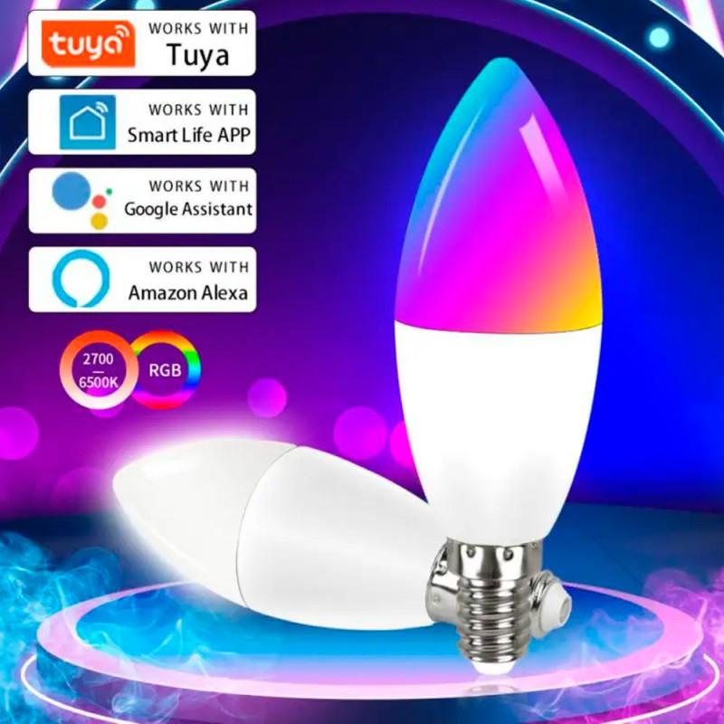 WiFi RGB+CW LED лампа E14 (Tuya smart) - 1