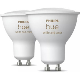 Philips Hue Лампа умная GU10, 5.7W(50Вт), 2000K-6500K, RGB, ZigBee, Bluetooth, диммирование, 2шт