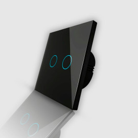 Черный сенсорный двухклавишный выключатель Tuya Wi-Fi