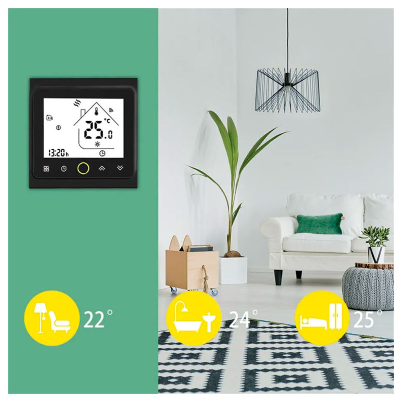 Zigbee 3.0 регулятор для бойлера/котла Moes Black (BHT-002-GСLZBB) - 5