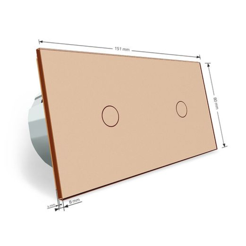 Умный сенсорный ZigBee выключатель 2 сенсора (1-1) Livolo золото (VL-C701Z/C701Z-13) - 3