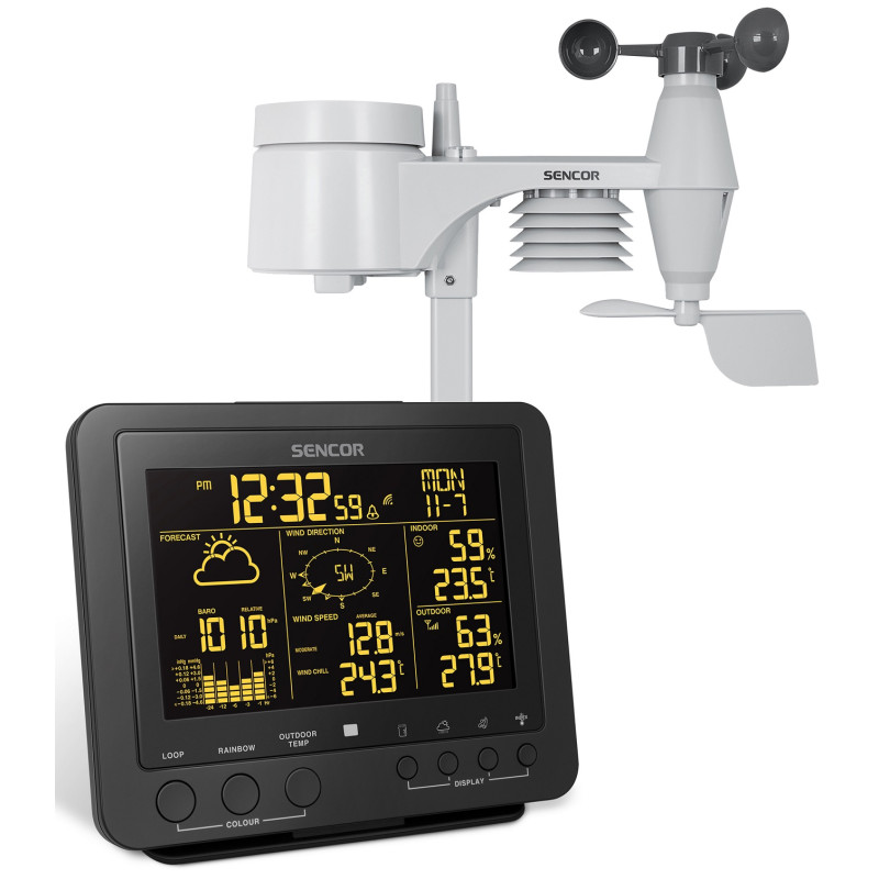 Sencor Метеостанція, внутр/зовн вимірювання, темп-ра, вологість, час, прогноз погоди, атмосферний тиск, шв. вітру, чорний - 4