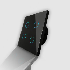 Черный сенсорный четырехклавишный выключатель Tuya Wi-Fi