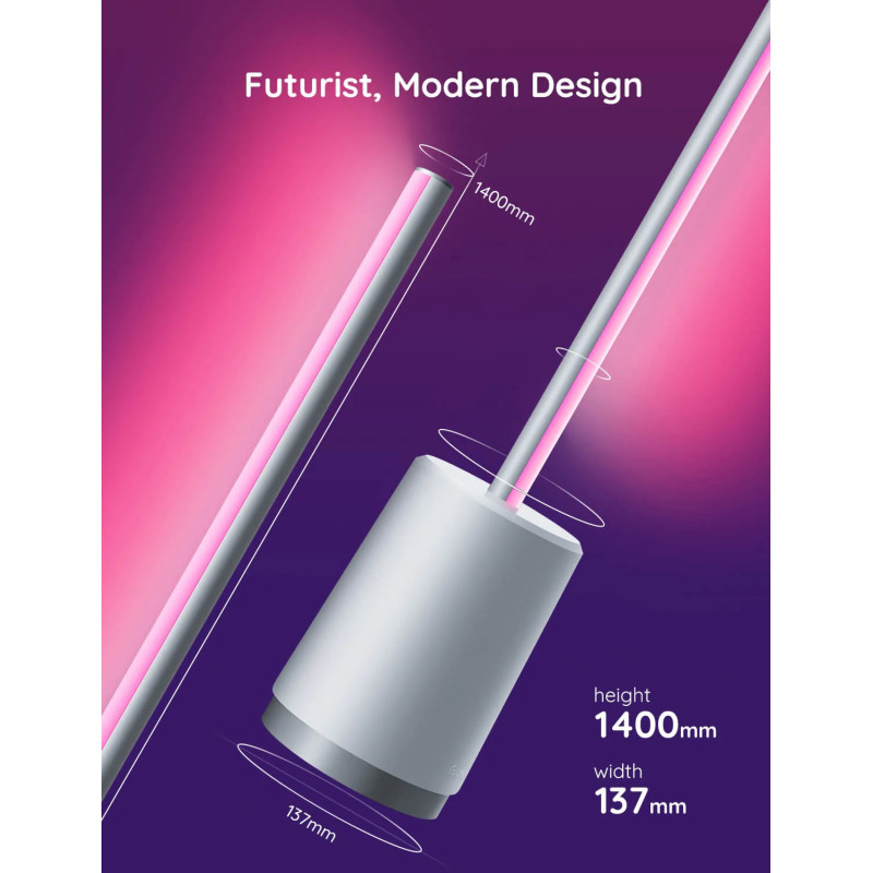 Govee Торшер умный H6072 Lyra, 1500Lm, RGBICWW, WI-FI/Bluetooth, белый - 1