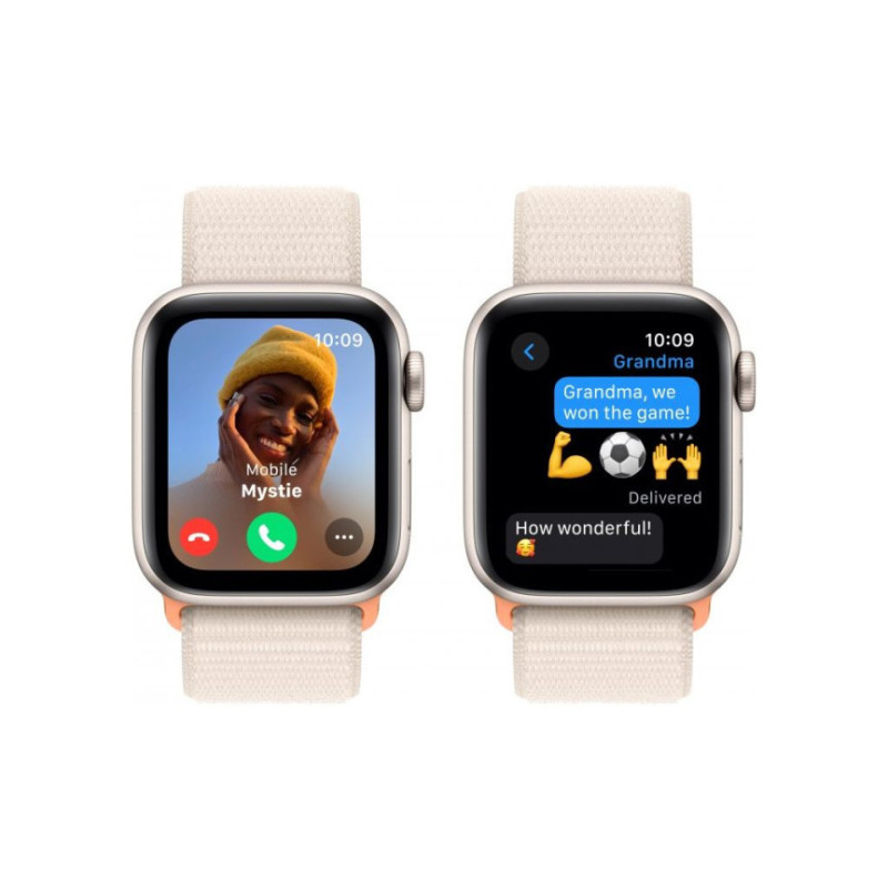 Смарт-часы Apple Watch SE 2023 GPS 40mm Starlight Aluminium Case with Starlight Sport Loop (MR9W3QP/A) - 3