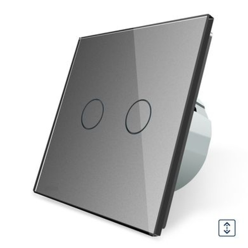 Сенсорный выключатель 2 сенсора для ролет штор ворот жалюзи Livolo серый стекло (VL-C702W-15)