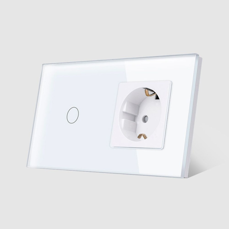 Wifi комплект сенсорный выключатель и розетка Tuya smart (Белый, 1 клавиша)