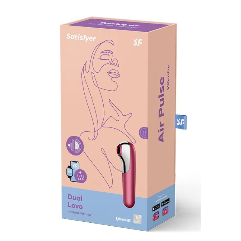 Satisfyer Dual Love 2 в 1 - Смарт вибратор и вакуумный стимулятор клитора, 16х3.8 см (красный) - 3