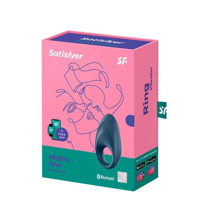 Satisfyer Mighty One - эрекционное смарт-кольцо с вибрацией, 9х2.8 см (синий) - 3