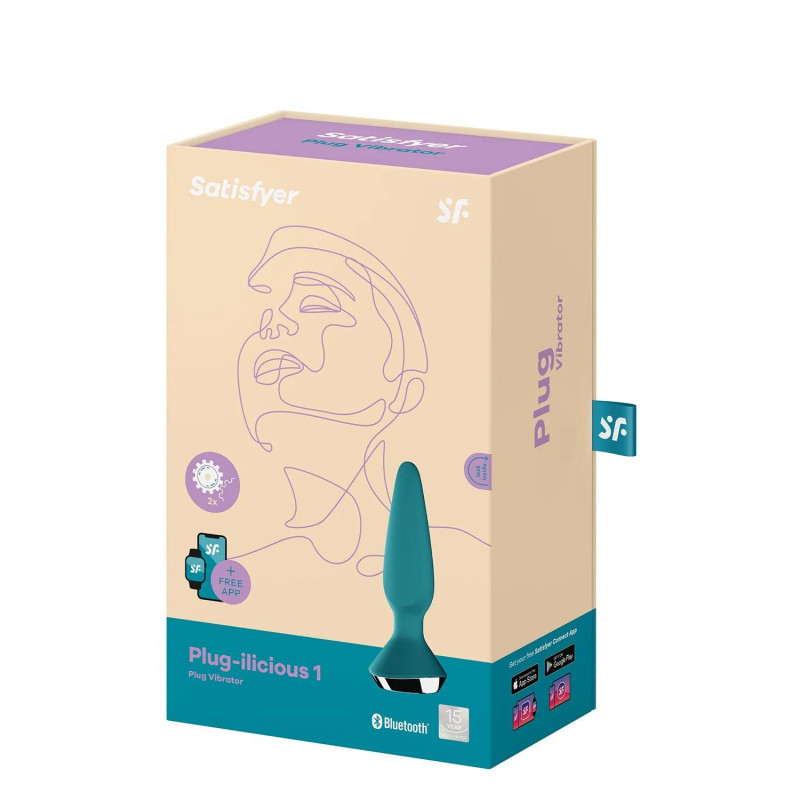 Satisfyer Plug-ilicious 1 - Анальна смарт-пробка, 14х3 см, (зелена) - 3