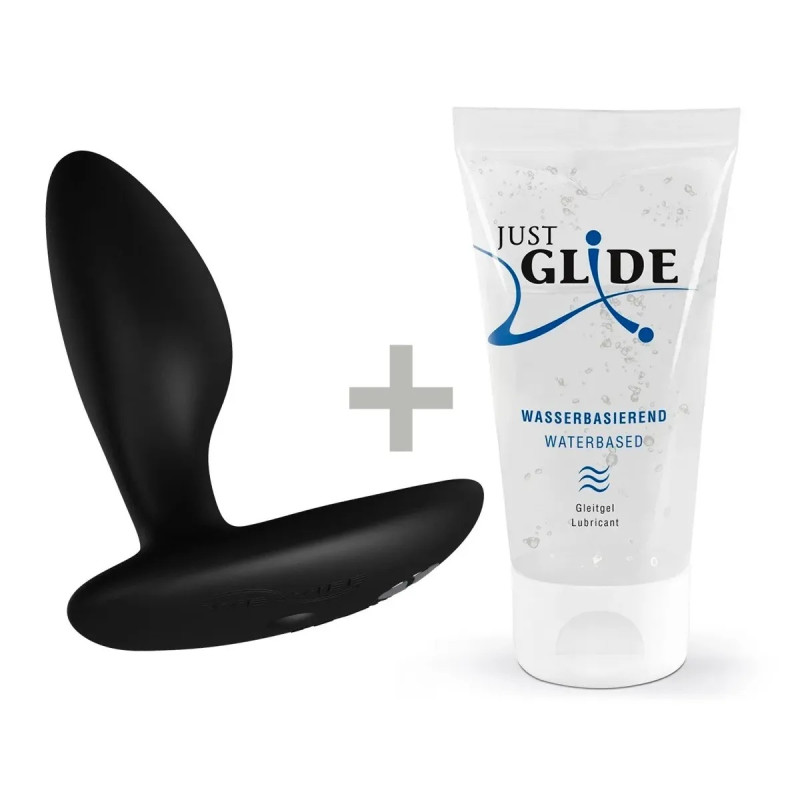 We-Vibe Ditto+ Satin Black + Лубрикант 50 мл - Анальний смарт-вібратор, 8,8 см (чорний)