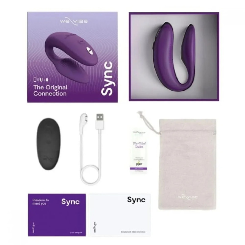 Вибратор для пар со смарт управлением We-Vibe Sync 2 Violet + Лубрикант 50 мл - 5