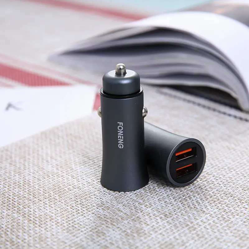 Автомобильное зарядное устройство + кабель Type-C FONENG C13 (2xUSB QC / 5.1A) - Gray - 3