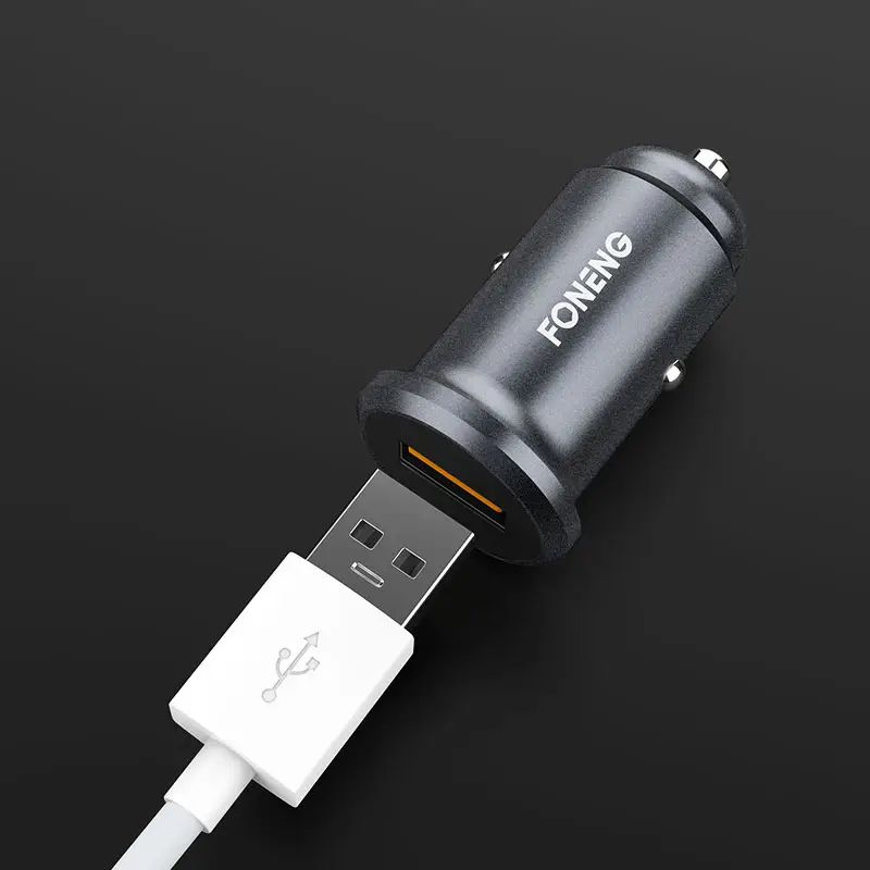 Автомобильное зарядное устройство + кабель Type-C FONENG C15 (1xUSB QC / 4A) - Gray - 4