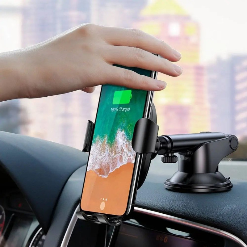 Автоутримувач з Бездротовим ЗУ Baseus Gravity Car Mount (Osculum Type) 1.7A - Black (WXYL-A01) - 5