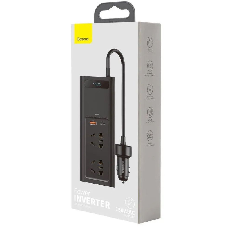Автомобильный Инвертор Baseus In-car Inverter 150W/220V - Black (CRNBQ-A01) - 5