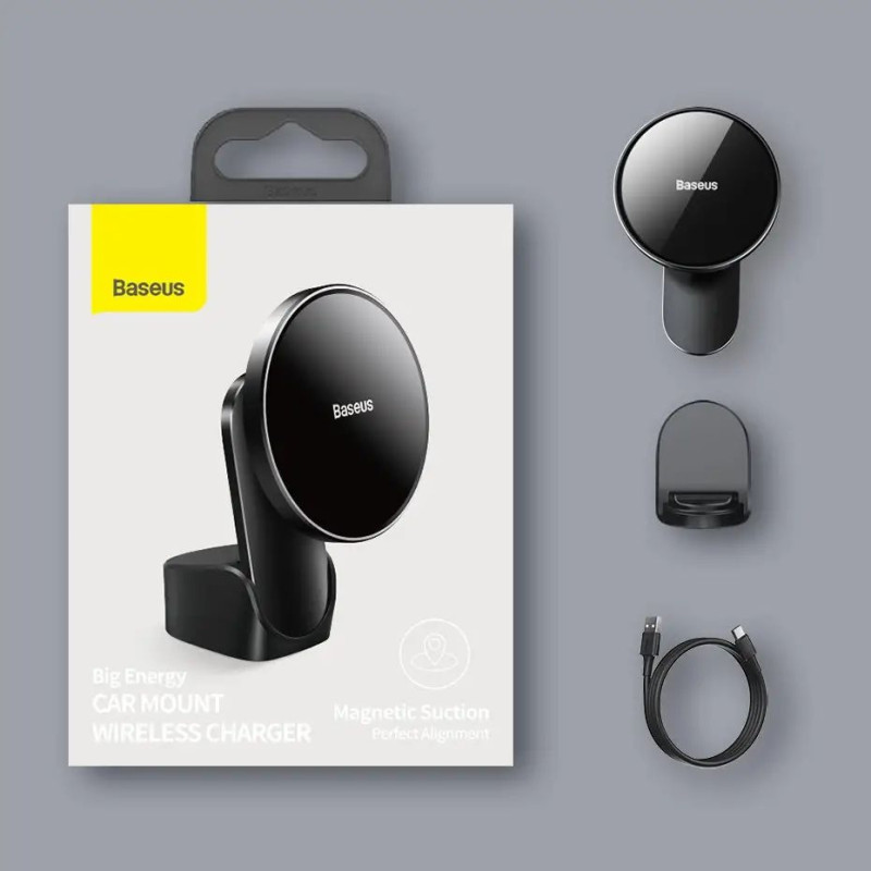 Автодержатель с беспроводной зарядкой MagSafe Baseus Big Energy 15W - Black (WXJN-01) - 5