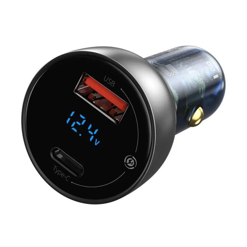 Автомобильная зарядка Baseus Particular Digital Display PPS Dual Quick Charger 65W USB + Type-C - Silver - 2