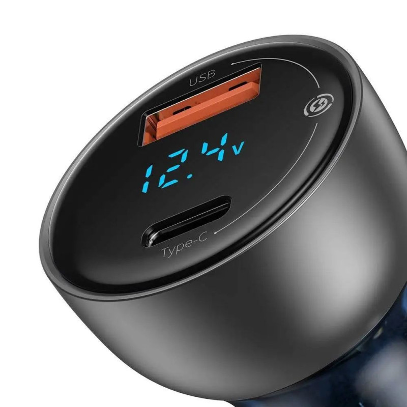 Автомобильная зарядка Baseus Particular Digital Display PPS Dual Quick Charger 65W USB + Type-C - Silver - 4