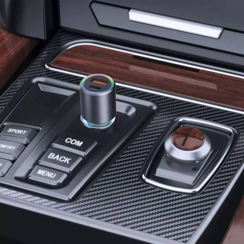 Автомобильное зарядное устройство Proove Double Energy Plus 53W (USB + Type-C) - Gray - 1
