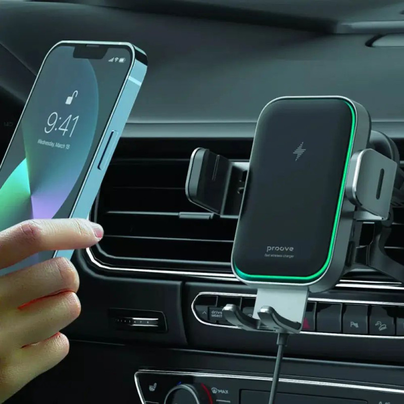Автодержатель с беспроводной Зарядкой Proove Triple Сlamp Pro 15W - Black - 4