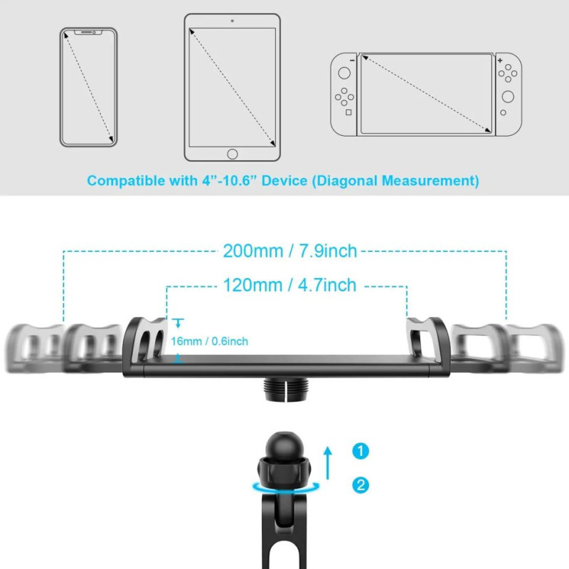 Держатель для планшета/смартфона на подголовник STR Back Seat Holder - Black - 4