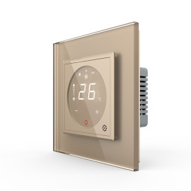 Цифровой сенсорный термостат для Конвектора Фанкойла Livolo золотое стекло (VL-C7-FCA-2APS72)