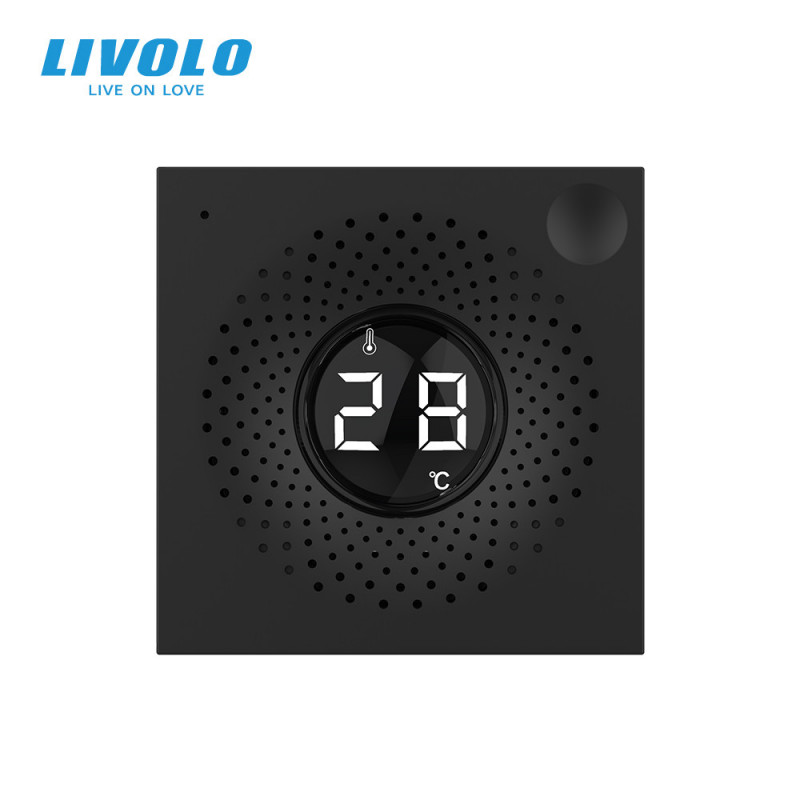 Умный механизм датчик температуры и влажности ZigBee Livolo черный (VL-FCEZ-2BP) - 1