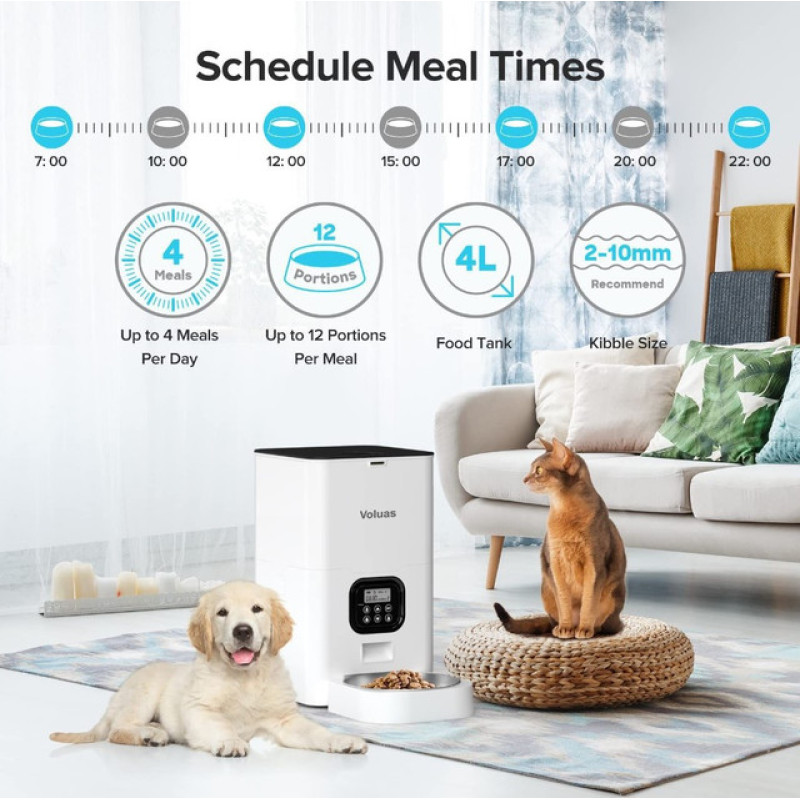 Умная автоматическая кормушка для животных 4 литра Белая - 1