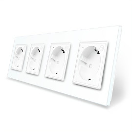 Четырехместная умная розетка ZigBee с заземлением Livolo белый (VL-C7FCTC16AZ-8WP)