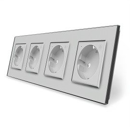 Четырехместная умная розетка ZigBee с заземлением Livolo серый (VL-C7FCTC16AZ-8IP)