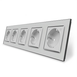 Пятиместная умная розетка ZigBee с заземлением Livolo серый (VL-C7FCTC16AZ-10IP)