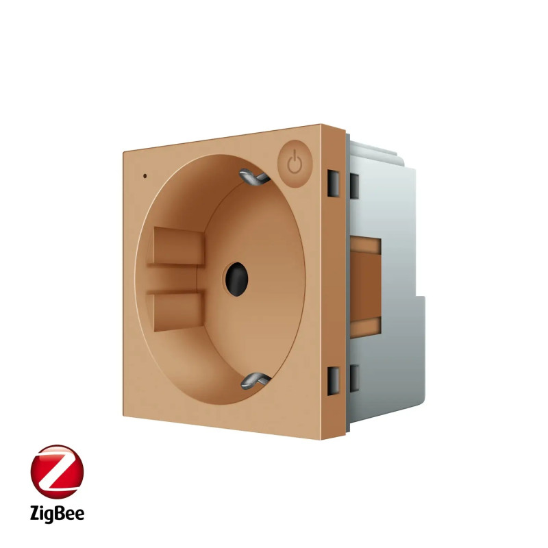 Умный механизм розетка ZigBee с заземлением Livolo золото (VL-FCTC16AZ-2AP)
