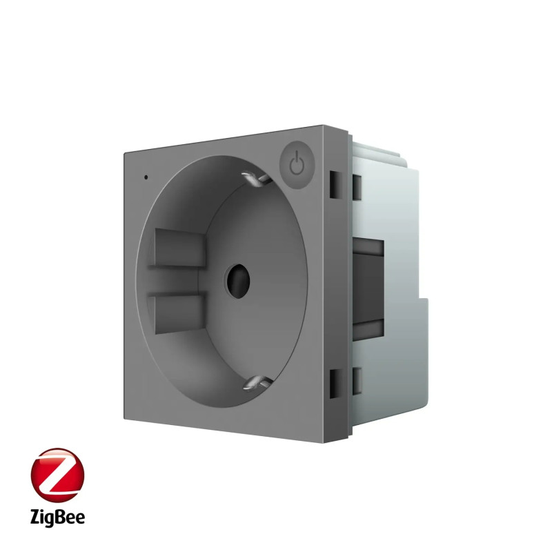 Умный механизм розетка ZigBee с заземлением Livolo серый (VL-FCTC16AZ-2IP)