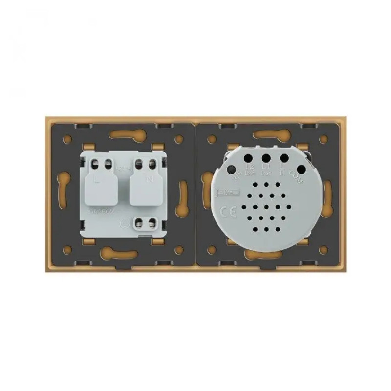 Розумний сенсорний ZigBee вимикач 1 сенсор 1 розетка Livolo золото скло (VL-C701Z/C7C1EU-13) - 3