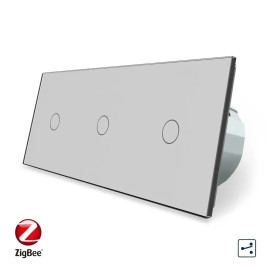 Розумний сенсорний прохідний вимикач 3 сенсора (1-1-1) Livolo сірий скло (VL-C703SZ-15)
