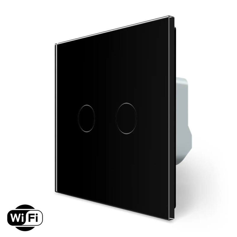 Умный сенсорный Wi-Fi выключатель 2 сенсора Livolo черный стекло (VL-C7FC2NY-2GBP)